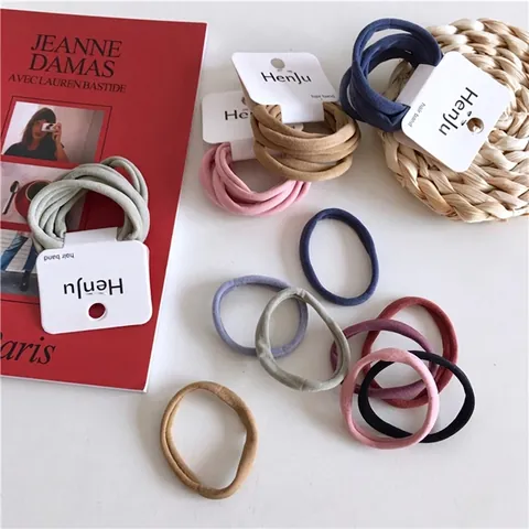 Coleteros Sin Costuras De Alta Elasticidad Para Mujeres Niñas Color Sólido Morandi Bandas Para El Cabello De Tela