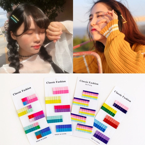 Horquillas Color Macaron Mate Pinzas para el Cabello Onduladas Minimalistas de Aleación Pintadas para Mujer Accesorios para el Cabello Diarios