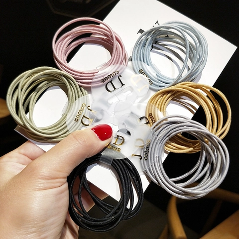 Hoge Elastische Scrunchies Stof Candy Kleuren Dunne Haarelastiekjes Voor Vrouwen Meisjes Koreaanse Stijl Ponytail Holders
