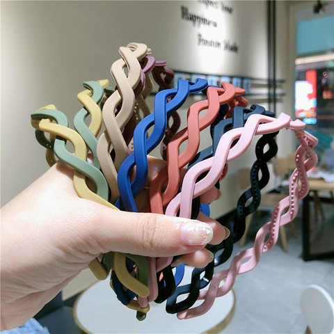 Matte Twist Wave Headband For Women Sweet Morandi Color Non-Slip Hair Hoop Plastic Resin Hair Accessories Daily Headwear