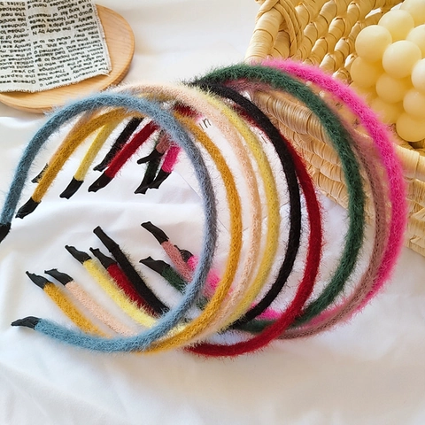 Cerchietto in Peluche di Ecopelliccia di Visone Dolci Colori Caramella Morbido Mohair Autunno Inverno Cerchio per Capelli per Donna Gioielli per Capelli