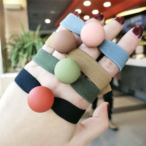 Korean Sweet Candy Color Hair Ties Matte Round Ball Elastic Hair Bands Simple Ponytail Holders For Women Girls Hair Decor