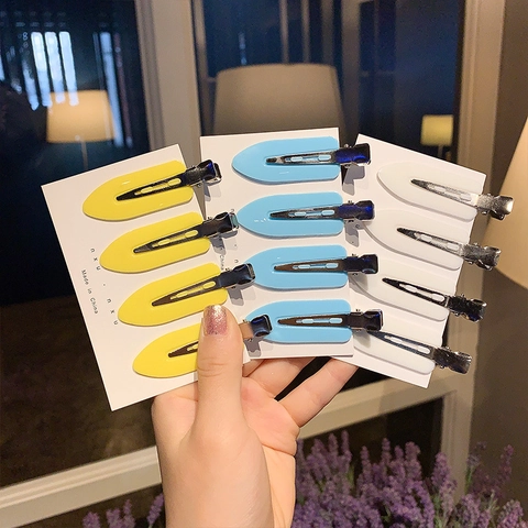 Seamless Non-Trace Hair Clips Multicolor Candy Color Duckbill Pins Plastic Metal Hair Accessory For Makeup Styling Women Girls