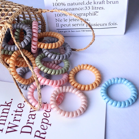 Korean Style Minimalist Spiral Phone Line Hair Ties Plastic Resin Traceless Hair Rings Macaron Color Elastic Hair Band