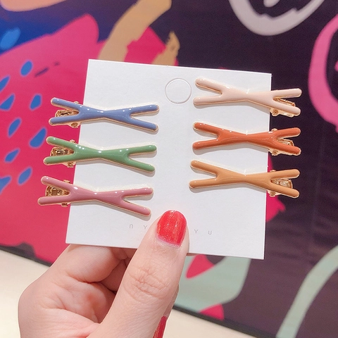 Pinzas para el Cabello de Pico de Pato de Aleación en Forma de X para Mujer Estilo Coreano Minimalista Color Sólido Clips Laterales