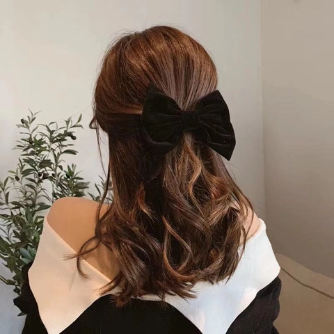 Pinza para el Cabello con Lazo de Terciopelo Grande Vintage Vino Tinto Estilo Coreano Accesorios para el Cabello Mujer Lazo Dulce