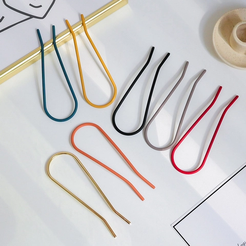 Bastoncino per Capelli a Forma di U in Lega Minimalista Fermaglio in Metallo per Donna Acconciatura Quotidiana Oro Argento Rosa
