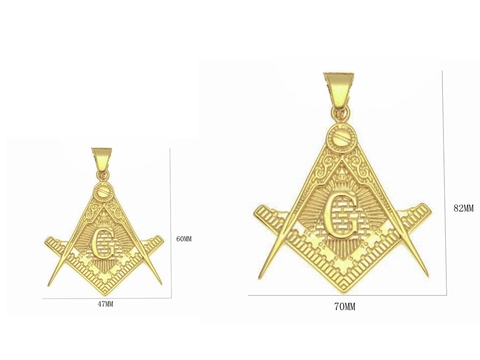 Vintage Masonic Pendant 316L Stainless Steel Gold Plated Freemasonry Square Compasses Letter G Religious Jewelry For Men