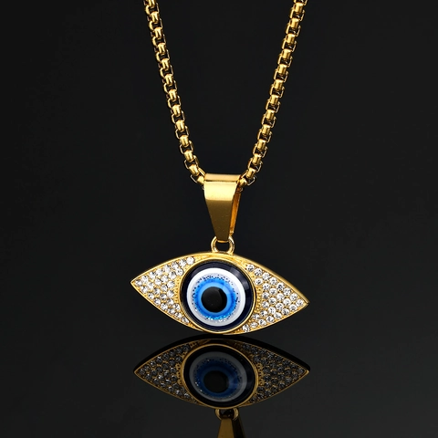 Edelstahl Anhänger Böser Blick Ohne Kette Vergoldet Glücksauge Strass Schutzamulett Damen Schmuck Anhänger