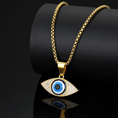 Edelstahl Anhänger Böser Blick Ohne Kette Vergoldet Glücksauge Strass Schutzamulett Damen Schmuck Anhänger