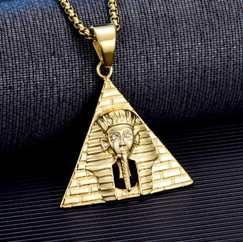 Ciondolo Piramide Maschera del Faraone Tutankhamon Senza Catena Acciaio Inossidabile 316 Oro Strass Occhi Gioielli Hip Hop