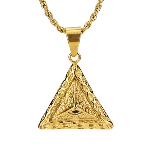 Vintage 316 Stainless Steel Eye Of Providence Pyramid Triangle Pendant For Hip Hop Jewelry Gold Electroplated Pendant Only Without Chain
