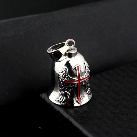 Vintage Edelstahl Glocke Anhänger Halskette Wikinger Totenkopf St. Christopher Flügel Kreuz Biker Punk Gothic Schmuck Für Herren