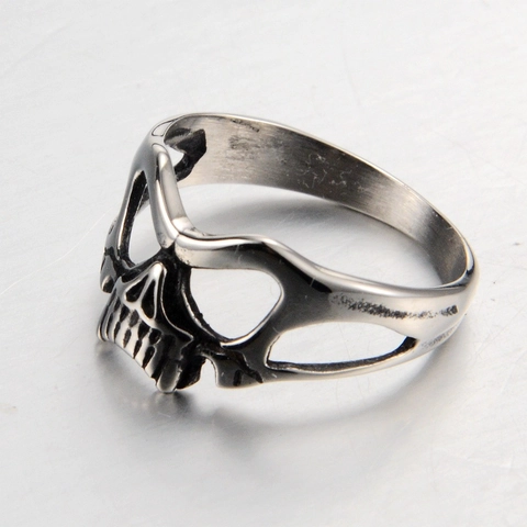 Punk Hollow Skull Ring For Men Ανοξείδωτο Ατσάλι Gothic Hip Hop Rock Biker Ring Vintage Silver Κοσμήματα Δώρο