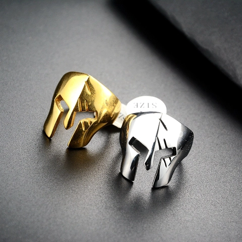 Vintage Spartanischer Helm Ring Edelstahl Krieger Maske Punk Hip Hop Biker Schmuck Für Herren Damen Party Cool Ring