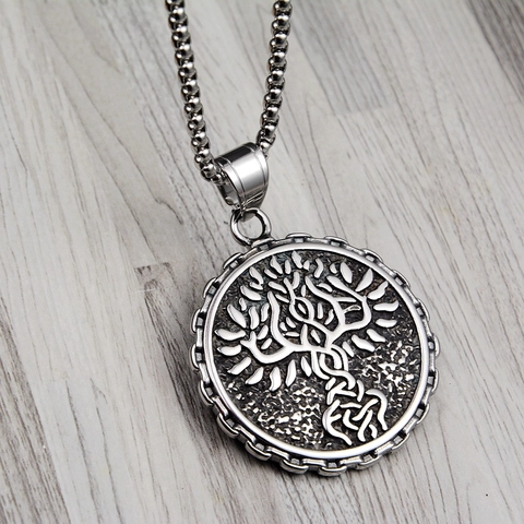 Collana Con Ciondolo Rotondo Albero Della Vita In Acciaio Inossidabile Per Uomo Donna Collana Vintage Nodo Celtico Argento Antico Gioielli