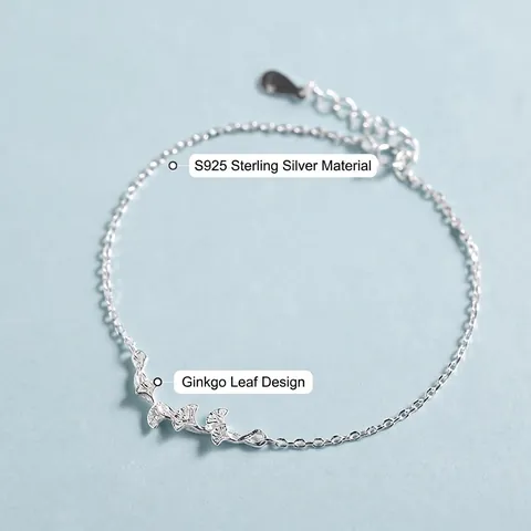 Eleganter Ginkgoblatt Armband Für Damen Versilbertes Kupfer Botanische Minimalistische Gliederkette Handschmuck Geschenk