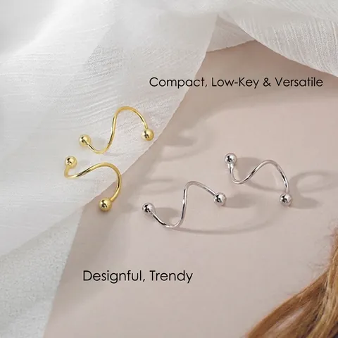 Orecchini a Bottone a Spirale a Forma di S in Rame Minimalista Placcati Oro Argento Sfera Gioielli di Moda per Donna Quotidiano