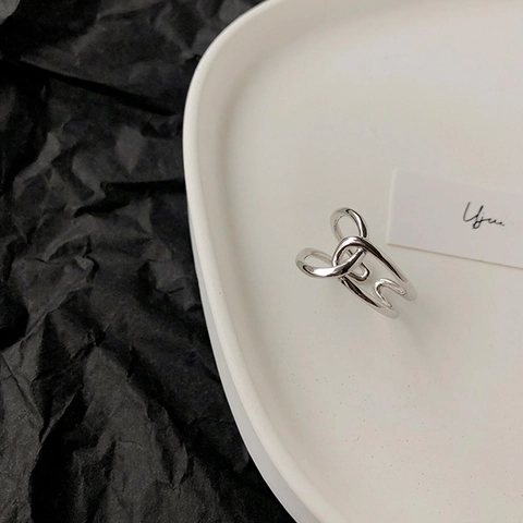 Koreanischer Stil Minimalistischer Kupfer Offener Ring Für Damen Verstellbarer Geometrischer Versilberter Ring Modischer Schmuck Fingerring Geschenk