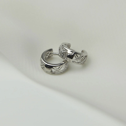 Pendientes de Aro Calados en Cobre Chapado en Oro Plata Textura Geométrica Tejida Hebilla Redonda Joyería para Mujer