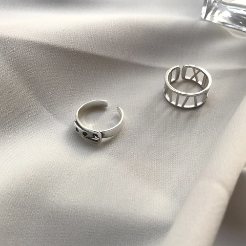 Vintage Punk Gürtelschnalle Offener Ring Für Damen Hohl Römische Ziffern Verstellbarer Fingerring Hip Hop Platinierte Kupfer Schmuck