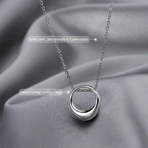 Collar Con Colgante de Círculo Geométrico de Cobre Minimalista Para Mujer Cadena de Clavícula de Bucle Redondo Metálico Pulido