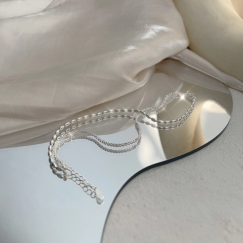 Minimalistische Doppelschichtige Armbänder Für Damen Kupfer Versilbert Oval Reisperlen Gypsophila Kette Mode Schmuck Geschenk