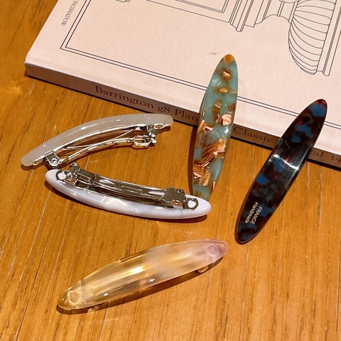 Elegant Acetate Hair Clip French Style Marble Tortoise Shell Spring Clip Geometric Oval Barrette Hair Accessory For Women