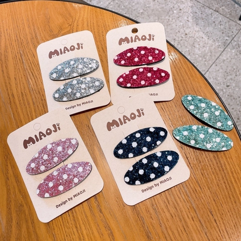 Simpatici Fermagli per Capelli in Paillettes a Pois per Bambini Forcine a Scatto Luccicanti Clip per Frangia Ovali