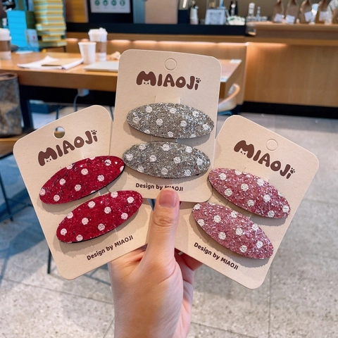 Simpatici Fermagli per Capelli in Paillettes a Pois per Bambini Forcine a Scatto Luccicanti Clip per Frangia Ovali