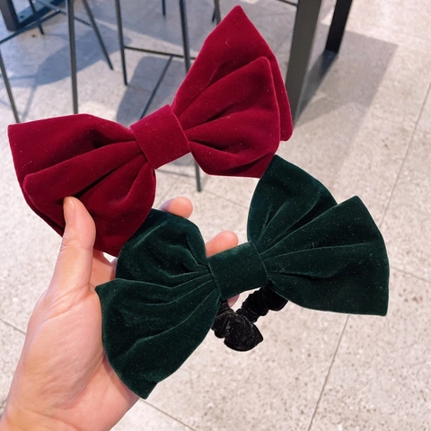 Große Samt Schleife Haarspange Für Damen Retro Weinrot Dunkelgrün Federclip Haarnadel Haargummi Schleife Haarschmuck