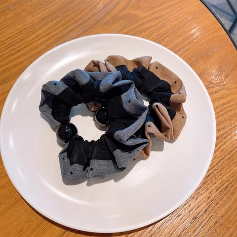 Chouchous en Tissu Plissé à Pois à la Mode pour Femmes Haute Élasticité Durable Fait à la Main Accessoires de Queue de Cheval