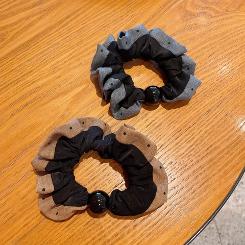 Chouchous en Tissu Plissé à Pois à la Mode pour Femmes Haute Élasticité Durable Fait à la Main Accessoires de Queue de Cheval
