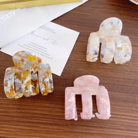 Mollette per Capelli in Acetato Vintage Motivo Marmorizzato Geometrico Clip a Squalo per Donna Stile Coreano Accessori Capelli