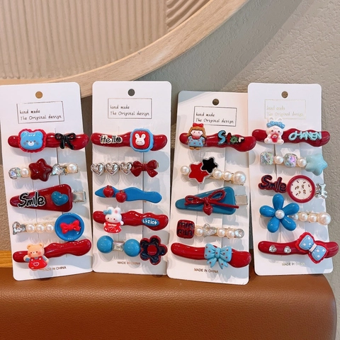 Fermagli per Capelli Bambini Cartone Animato Orso Coniglio Stella Cuore Per Ragazze Rosso Blu Accessori per Capelli Regalo
