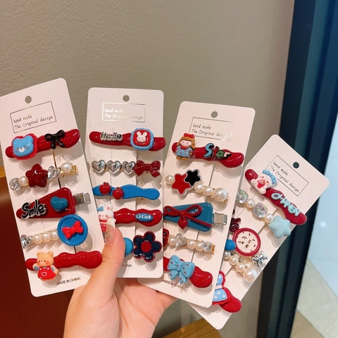 Fermagli per Capelli Bambini Cartone Animato Orso Coniglio Stella Cuore Per Ragazze Rosso Blu Accessori per Capelli Regalo