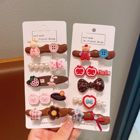Süße Karikatur Apfel Bär Hase Frucht Haarspangen Handgefertigt Harz Kunststoff Haarnadeln Entenschnabel Clips Für Kinder Mädchen