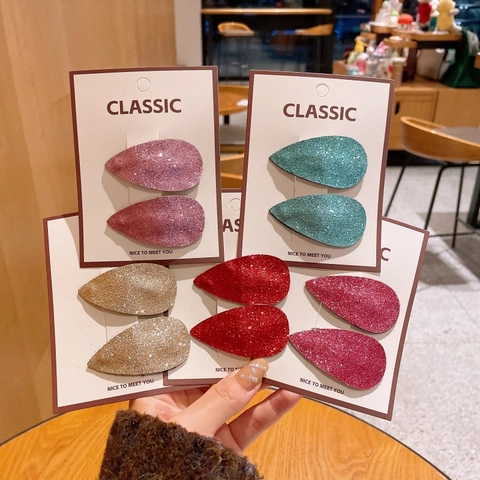 Kinderen Waterdruppel Glitter Stof BB Haarclips Voor Meisjes Zoete Schattige Pailletten Handgemaakte Haaraccessoires Set