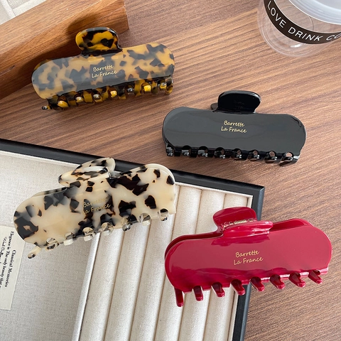 Pinces à Cheveux en Acétate Style Français Grandes Carrées Léopard Écaille de Tortue Accessoires Cheveux Femme
