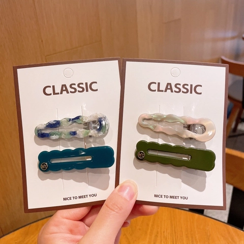 Wave Hair Clips Cellulose Acetate Marble Tortoiseshell Side Clips For Women Korean Sweet Hair Pins Fashion Hair Accessories