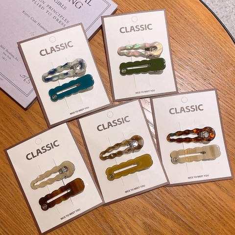 Wave Hair Clips Cellulose Acetate Marble Tortoiseshell Side Clips For Women Korean Sweet Hair Pins Fashion Hair Accessories