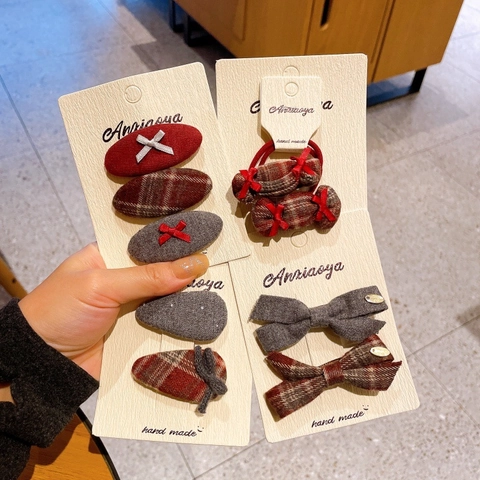 Handgemaakte Stoffen Strik Ruitjes Haarspeldjes Voor Meisjes Retro Zoet Schattig Kinderen Haarspelden Ster Konijn Kers Decoratieve Haaraccessoires
