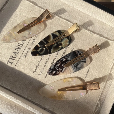 Französisches Vintage Marmor Acetat Haarklammer Handgefertigt Minimalistisch Nahtlos Entenschnabel Clip Damen Accessoires