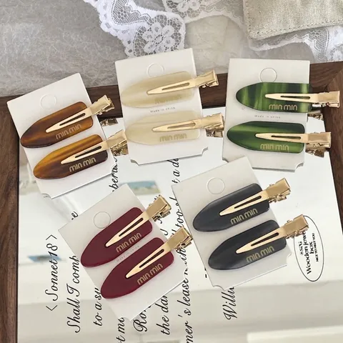 Fermagli per Capelli a Becco d'Anatra in Acetato Vintage Elegante Stampa di Lettere Barrettes per Donna Moda Copricapo