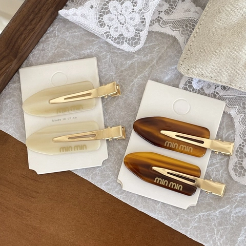 Fermagli per Capelli a Becco d'Anatra in Acetato Vintage Elegante Stampa di Lettere Barrettes per Donna Moda Copricapo