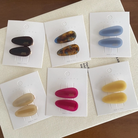 Handmade Cellulose Acetate Waterdrop Hair Clips For Women French Minimalist Style Tortoiseshell Polished Bang Side Clips Hairpins