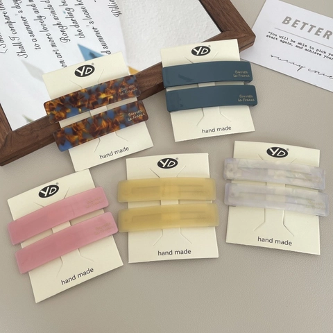 Pinzas para el Pelo Rectangulares de Acetato Vintage Francés Mármol Color Sólido Pinzas de Pato para Mujer Accesorios Elegantes para el Cabello