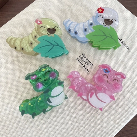 Cartoon Snail Caterpillar Hair Claw Clips For Kids Girls Cute Animal Acrylic Marble Pattern Hair Accessories Sweet Hairpin