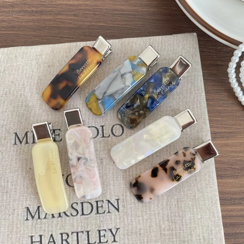 Französische Acetat Haarklammern Vintage Marmor Schildpatt Muster Gold Buchstabe Entenschnabel Clips Damen Haarschmuck