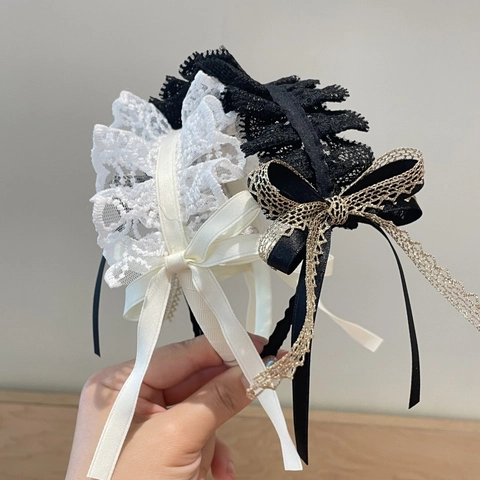 Kinder Mädchen Sweet Lolita Spitze Bogen Stirnband Geburtstag Party Hut Haarreif Mit Künstlichen Perlen Haarschmuck